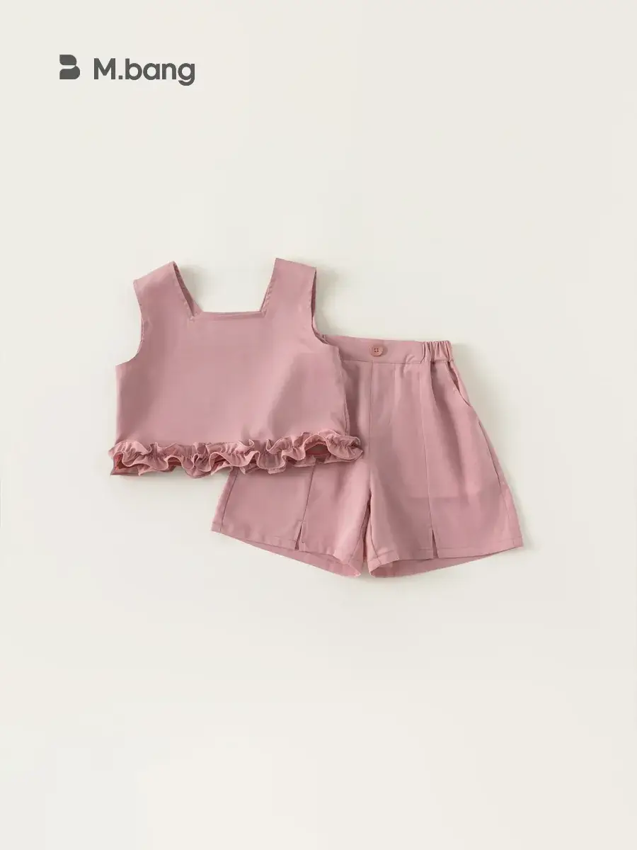 Pink Ruffled Baby Vest Set for Girls Two-Piece - Image 3