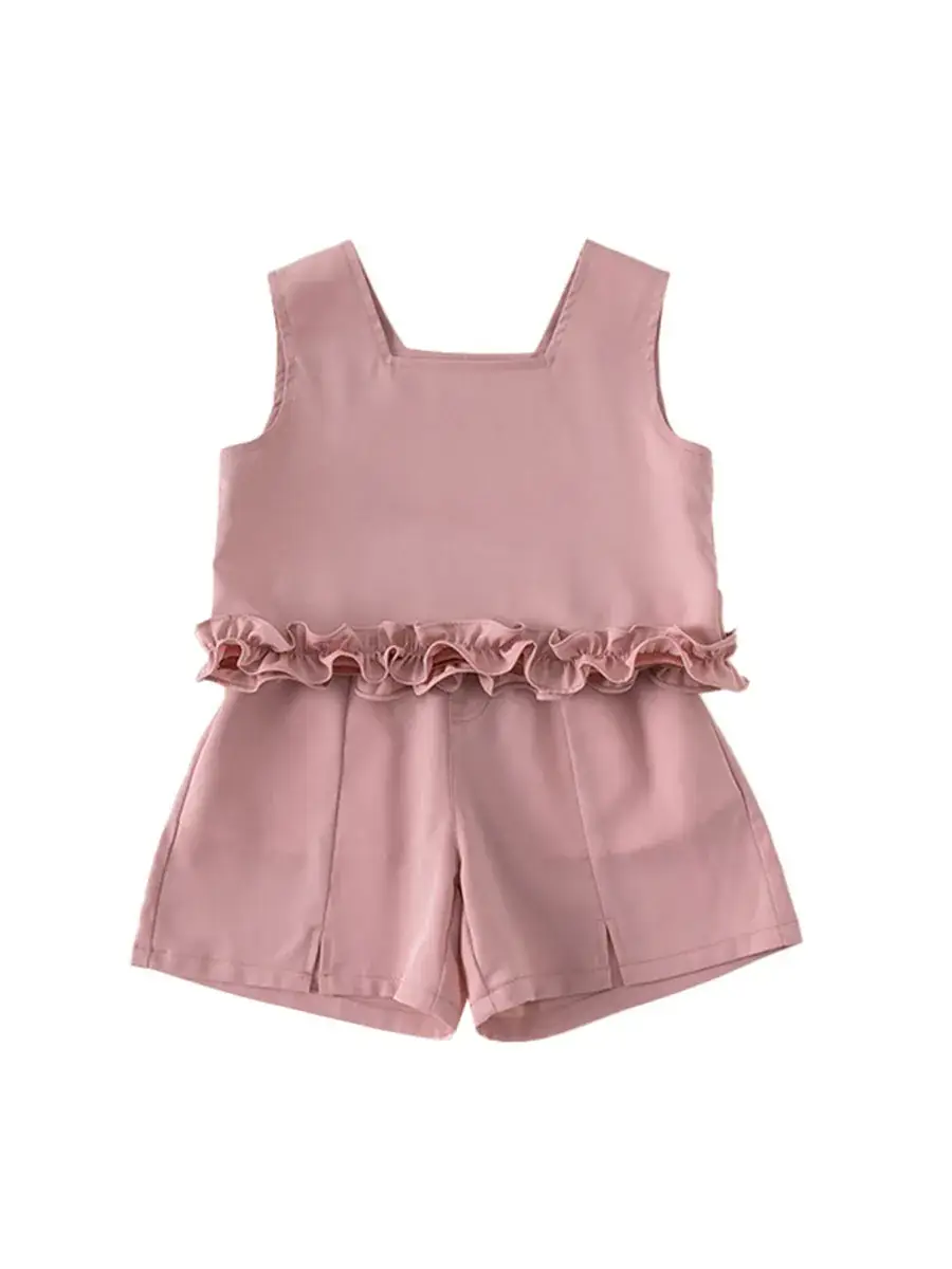 Pink Ruffled Baby Vest Set for Girls Two-Piece - Image 6