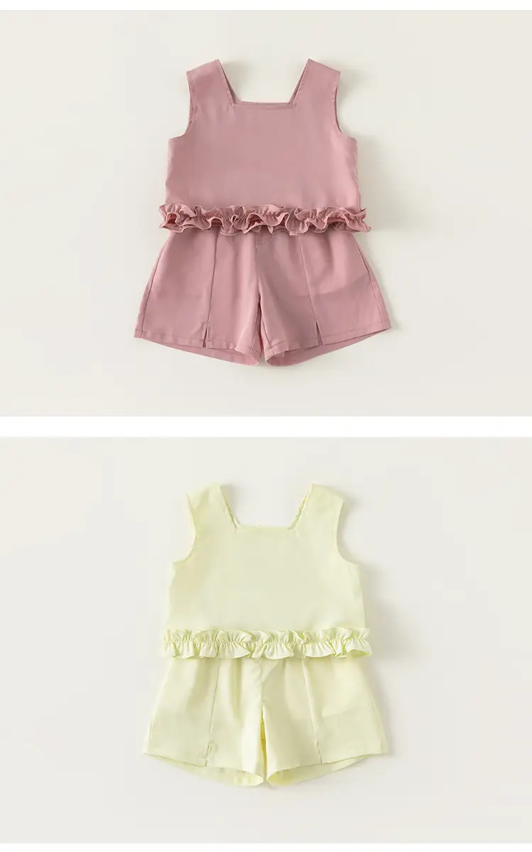 Pink Ruffled Baby Vest Set for Girls Two-Piece — feature 9