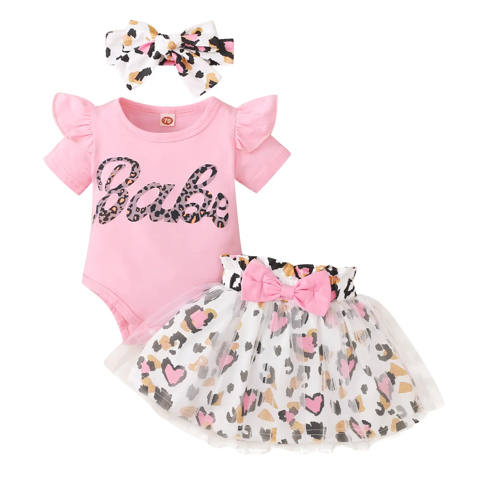 Baby Leopard Print 3-Piece Set Yellow