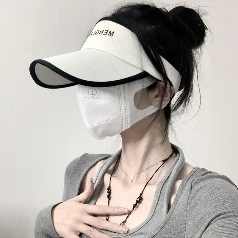 Women Anti-UV Sun Hat with Face Cover Running Sports
