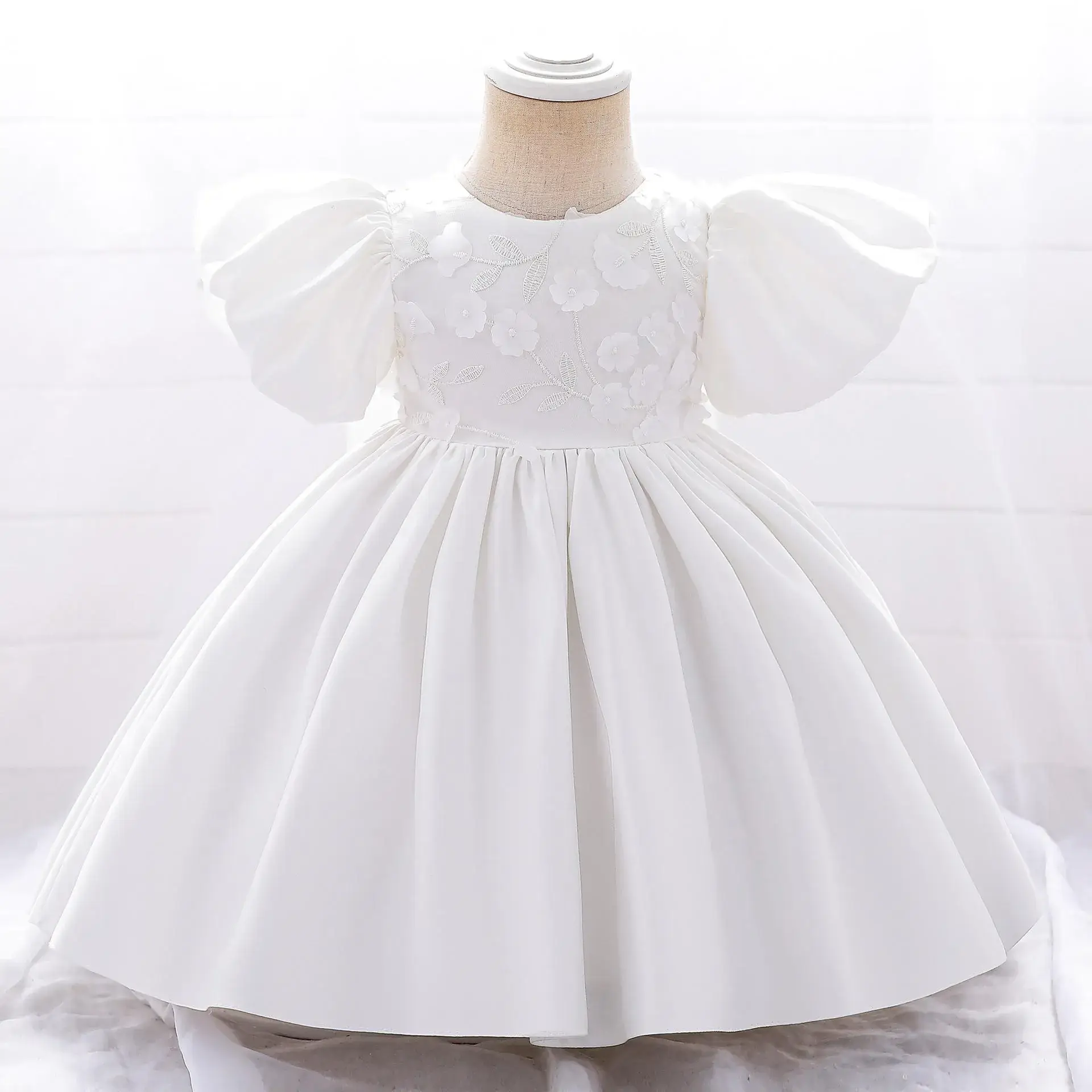 Pink Puff Sleeve Girls Birthday Banquet Dress - Image 7