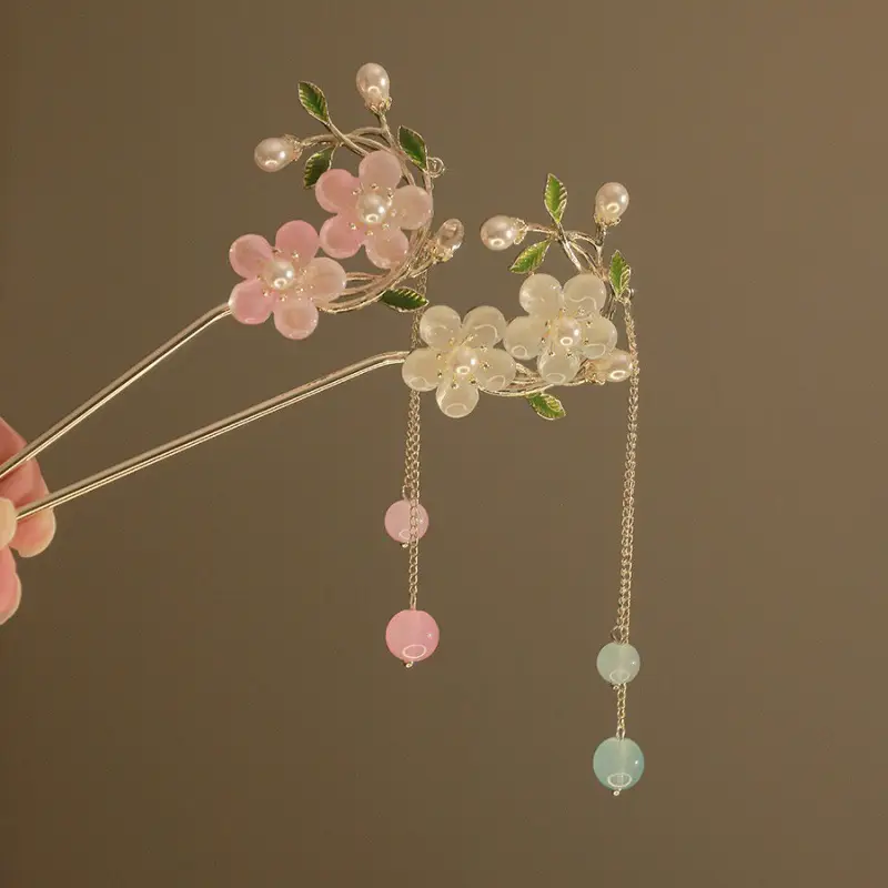 Peach Blossom Tassel Hairpin Ancient Style High-End New Headwear - Image 4