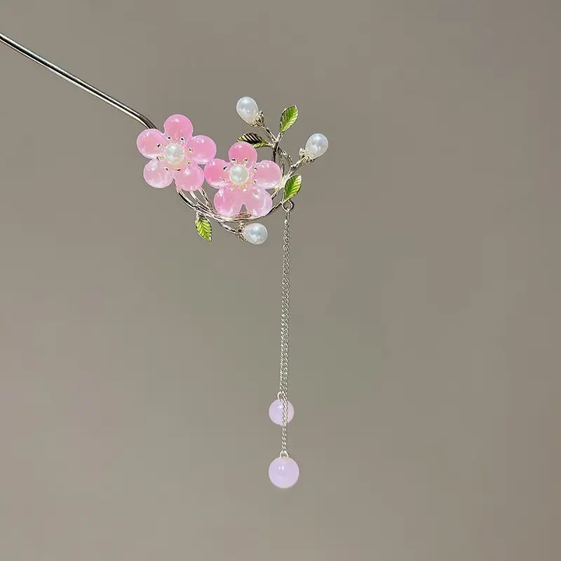Peach Blossom Tassel Hairpin Ancient Style High-End New Headwear - Image 5