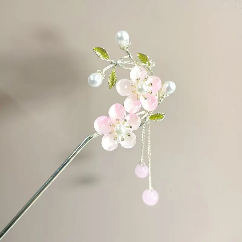 Peach Blossom Tassel Hairpin Ancient Style High-End New Headwear - Image 2
