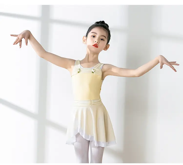 Girls Chinese Dance Wear Summer Short Sleeve Ballet Dress — feature 10
