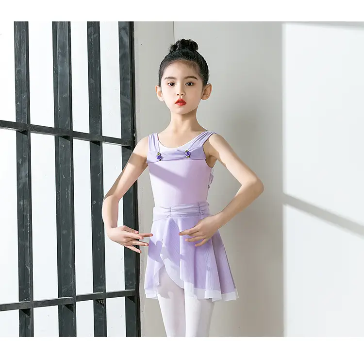 Girls Chinese Dance Wear Summer Short Sleeve Ballet Dress — feature 12