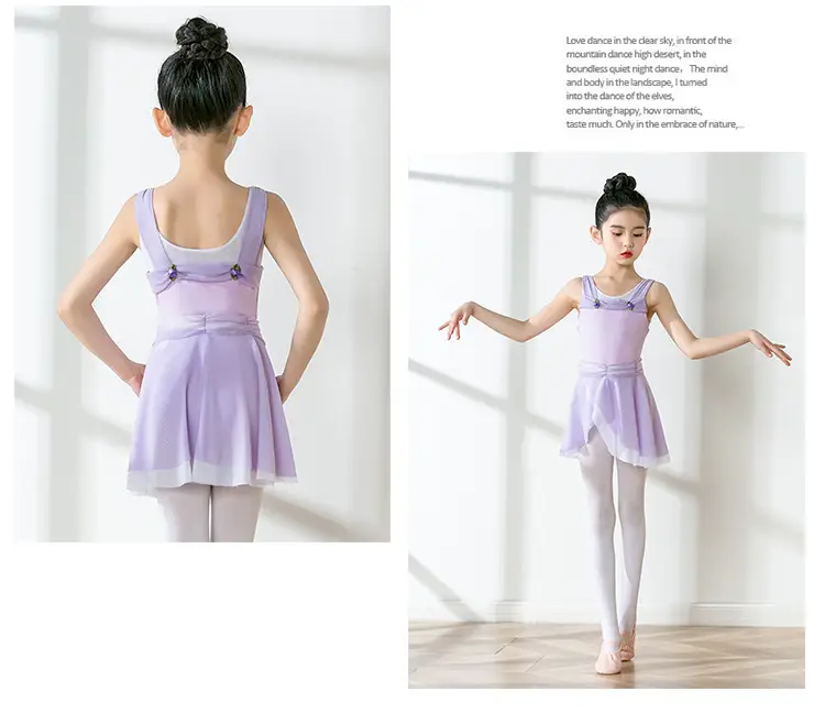 Girls Chinese Dance Wear Summer Short Sleeve Ballet Dress — feature 13