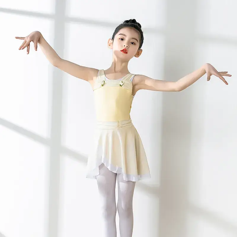 Girls Chinese Dance Wear Summer Short Sleeve Ballet Dress - Image 5