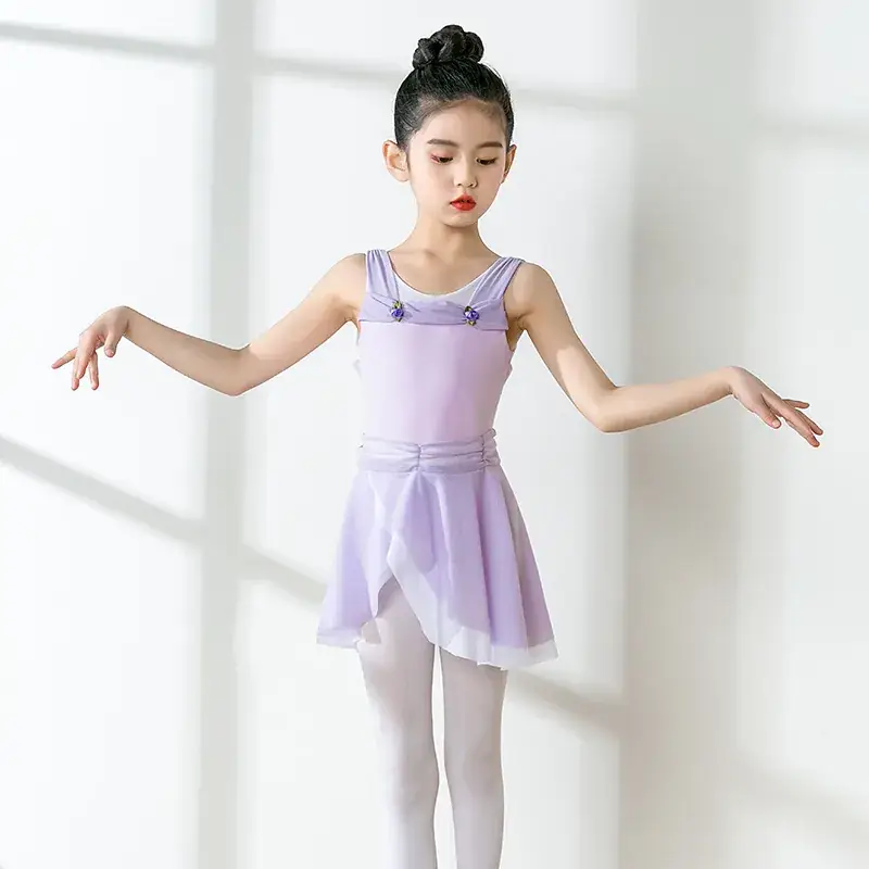 Girls Chinese Dance Wear Summer Short Sleeve Ballet Dress - Image 6