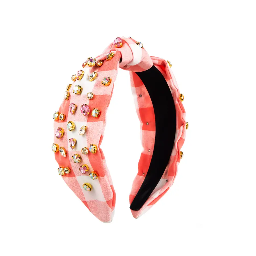 Pink Diamond Knotted Headband with Rhinestones - Image 3