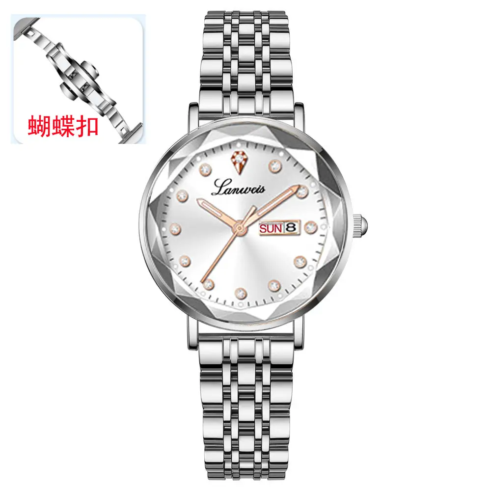 Women's Rose Gold Butterfly Watch with Calendar & Waterproof Band — feature 11