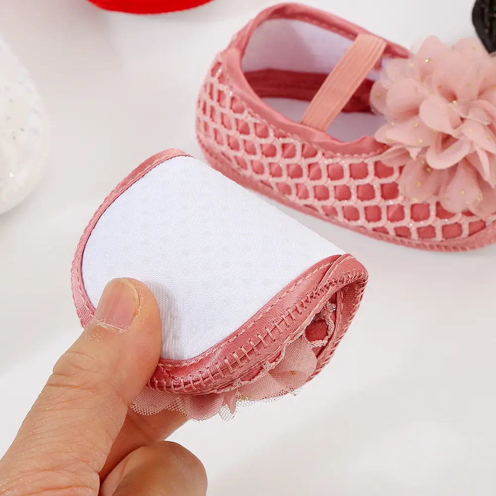 Pink Floral Lace Baby Shoes for 0-1 Year Old - Image 8