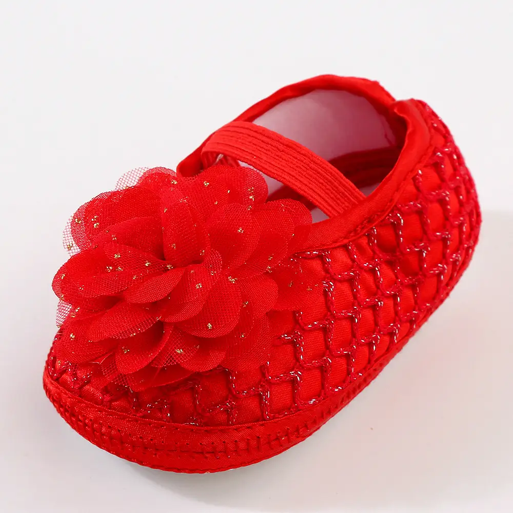 Pink Floral Lace Baby Shoes for 0-1 Year Old - Image 9