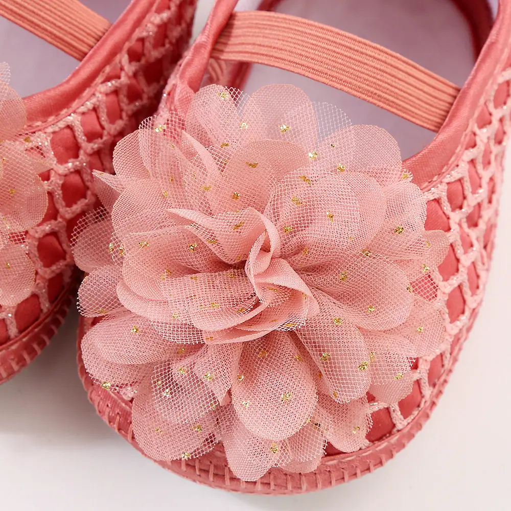 Pink Floral Lace Baby Shoes for 0-1 Year Old β feature 4