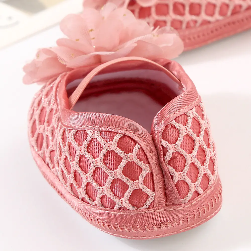 Pink Floral Lace Baby Shoes for 0-1 Year Old β feature 5