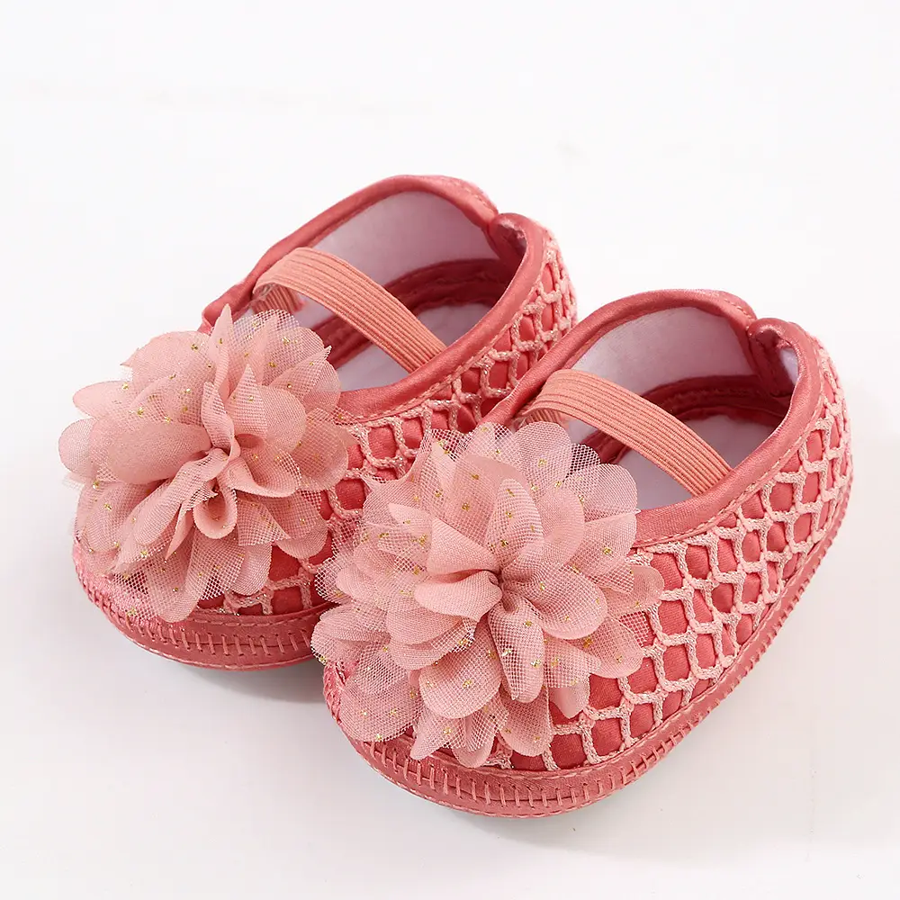 Pink Floral Lace Baby Shoes for 0-1 Year Old - Image 3