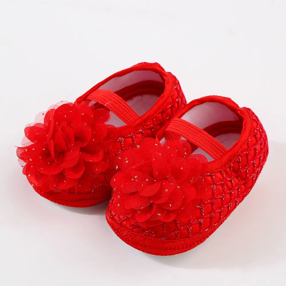 Pink Floral Lace Baby Shoes for 0-1 Year Old - Image 4