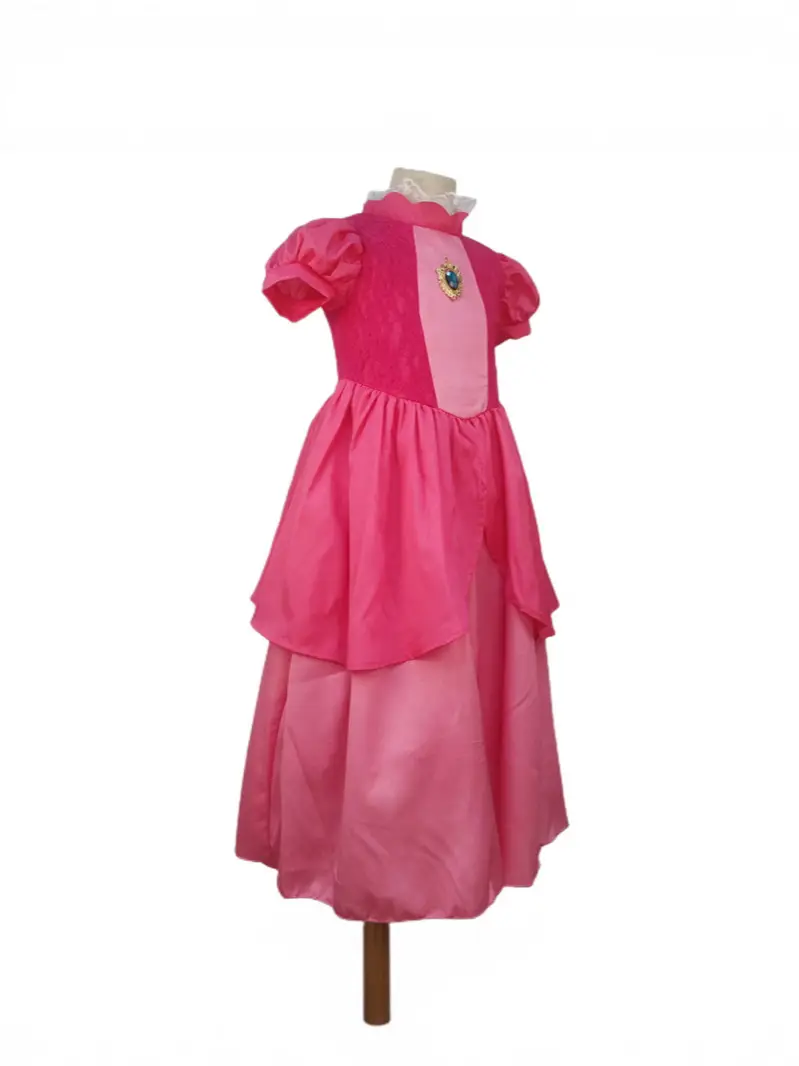 Girls Princess Peach Dress Long Flowy Pink