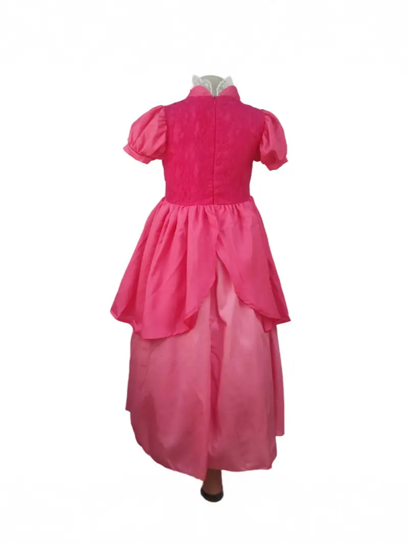 Girls Princess Peach Dress Long Flowy Pink