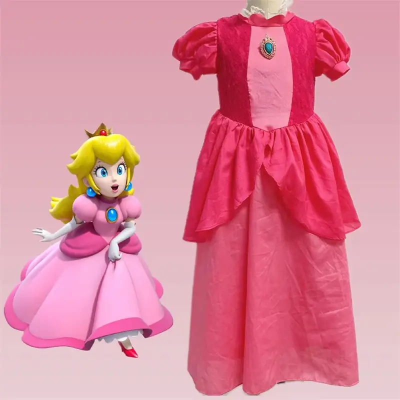 Girls Princess Peach Dress Long Flowy Pink — feature 28