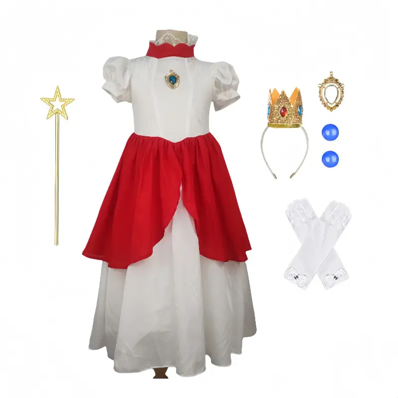 Girls Princess Peach Dress Long Flowy Pink