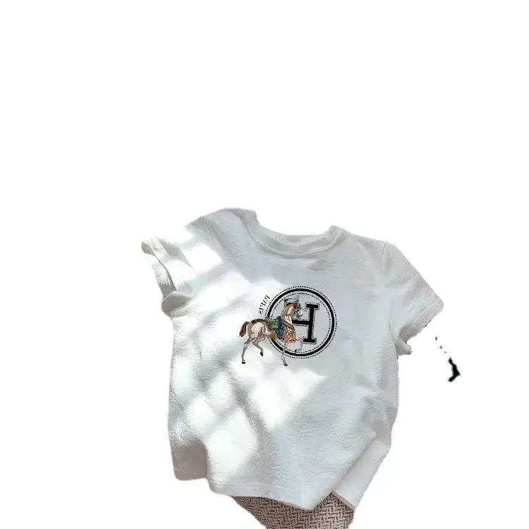 Women 2023 Slim Fit Cotton T-Shirt White Black Graphic - Image 12