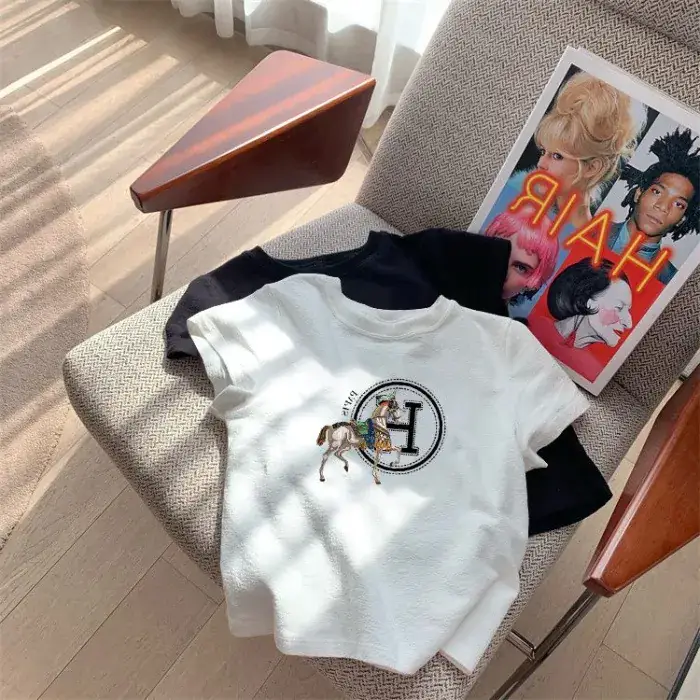 Women 2023 Slim Fit Cotton T-Shirt White Black Graphic - Image 2