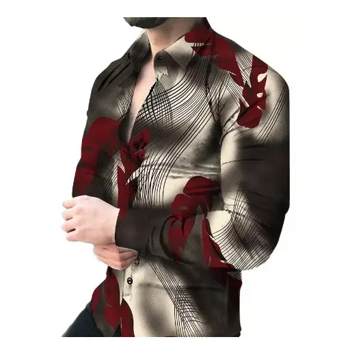 2024 Printed Men's Casual Shirt with European American Design