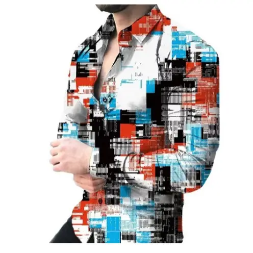 2024 Printed Men's Casual Shirt with European American Design