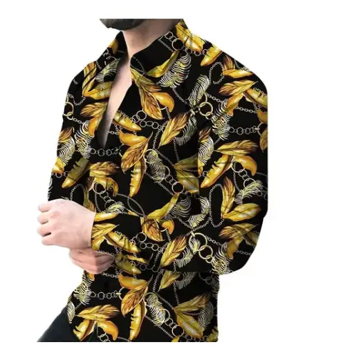 2024 Printed Men's Casual Shirt with European American Design