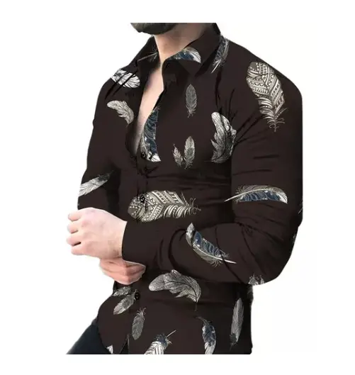 2024 Printed Men's Casual Shirt with European American Design