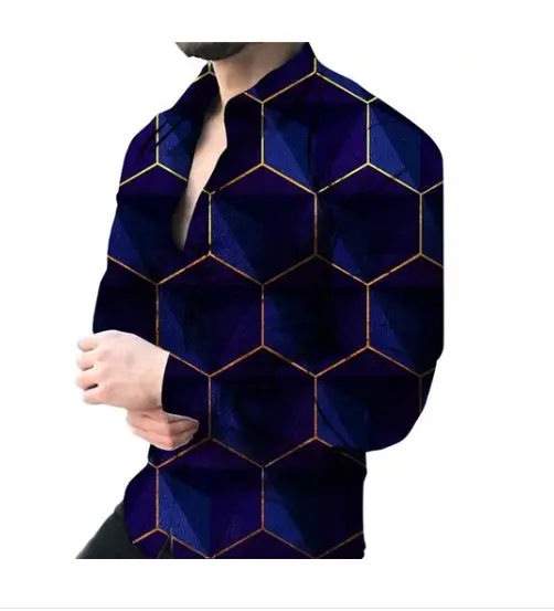 2024 Printed Men's Casual Shirt with European American Design