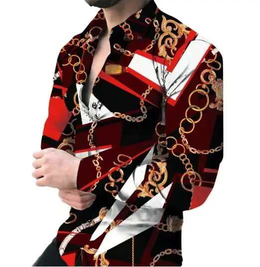 2024 Printed Men's Casual Shirt with European American Design