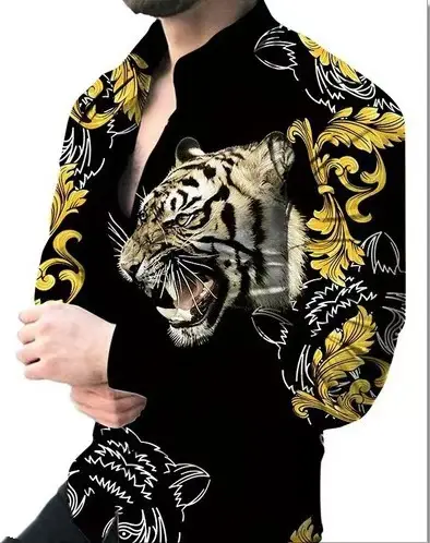 2024 Printed Men's Casual Shirt with European American Design