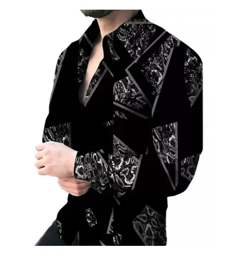 2024 Printed Men's Casual Shirt with European American Design