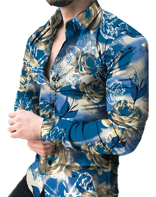2024 Printed Men's Casual Shirt with European American Design