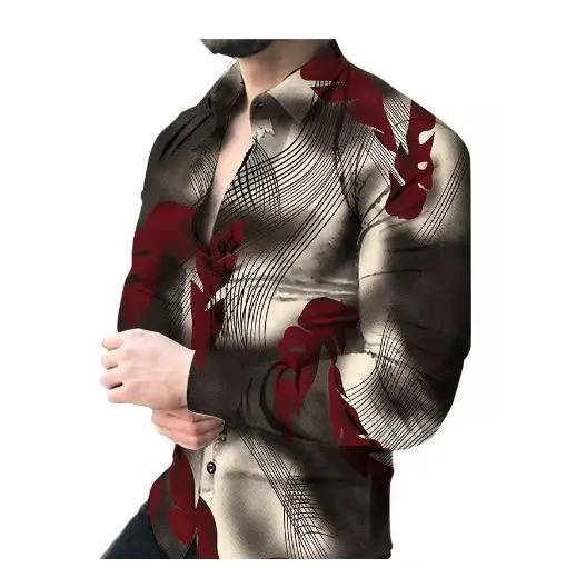 2024 Printed Men's Casual Shirt with European American Design