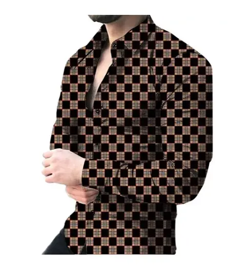 2024 Printed Men's Casual Shirt with European American Design