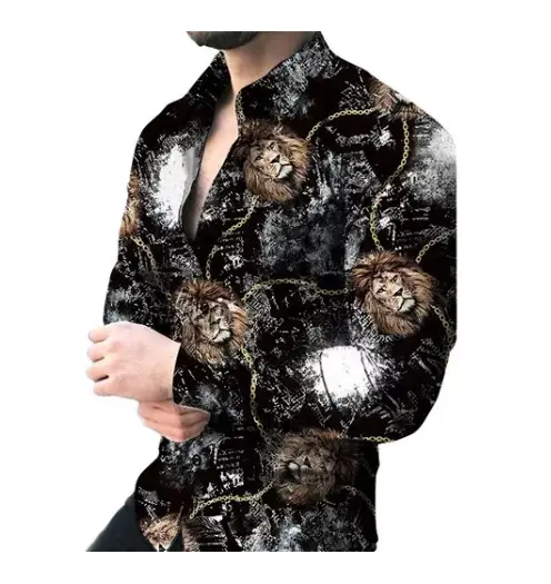 2024 Printed Men's Casual Shirt with European American Design