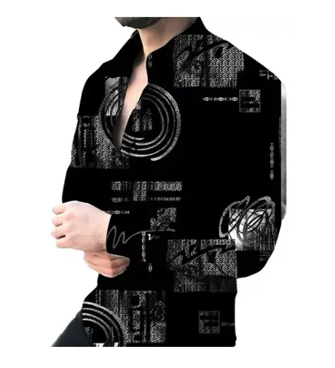 2024 Printed Men's Casual Shirt with European American Design