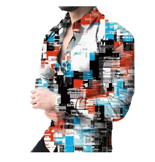 2024 Printed Men's Casual Shirt with European American Design