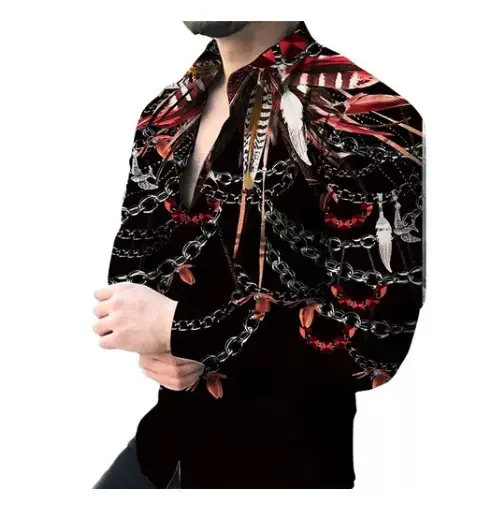 2024 Printed Men's Casual Shirt with European American Design