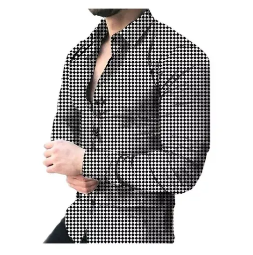 2024 Printed Men's Casual Shirt with European American Design