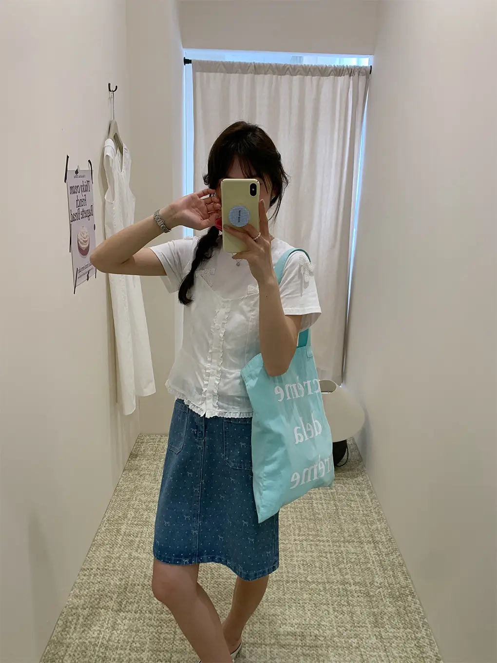 Light Blue Canvas Shoulder Bag for Women — feature 13