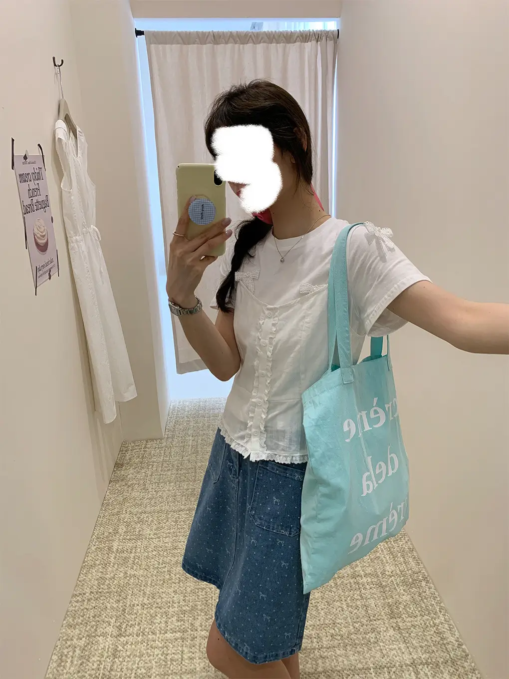 Light Blue Canvas Shoulder Bag for Women — feature 14