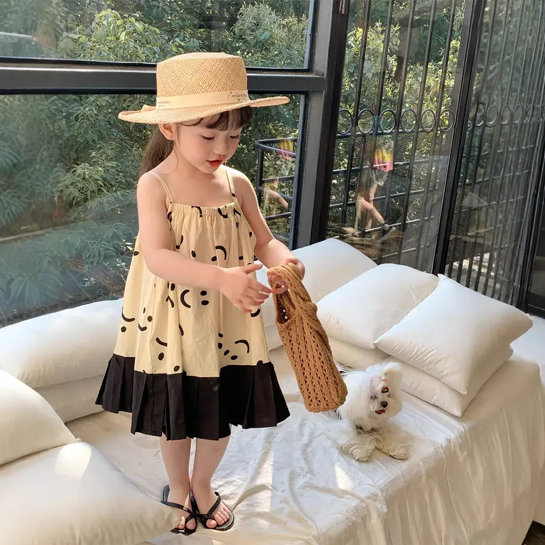 Girls Summer Korean Style Smiley Top Dress