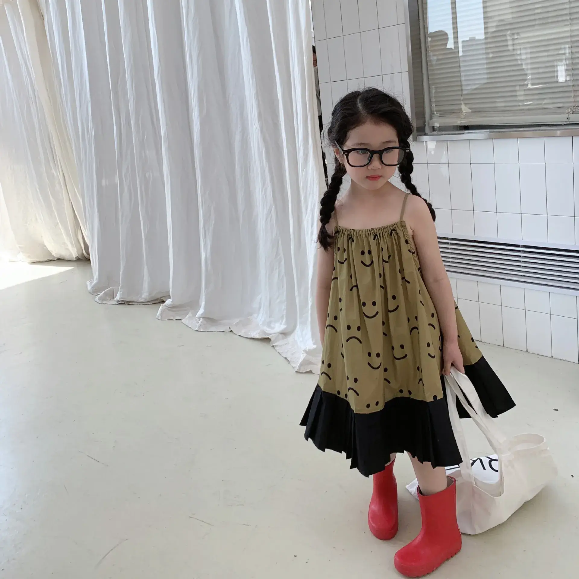 Girls Summer Korean Style Smiley Top Dress — feature 11