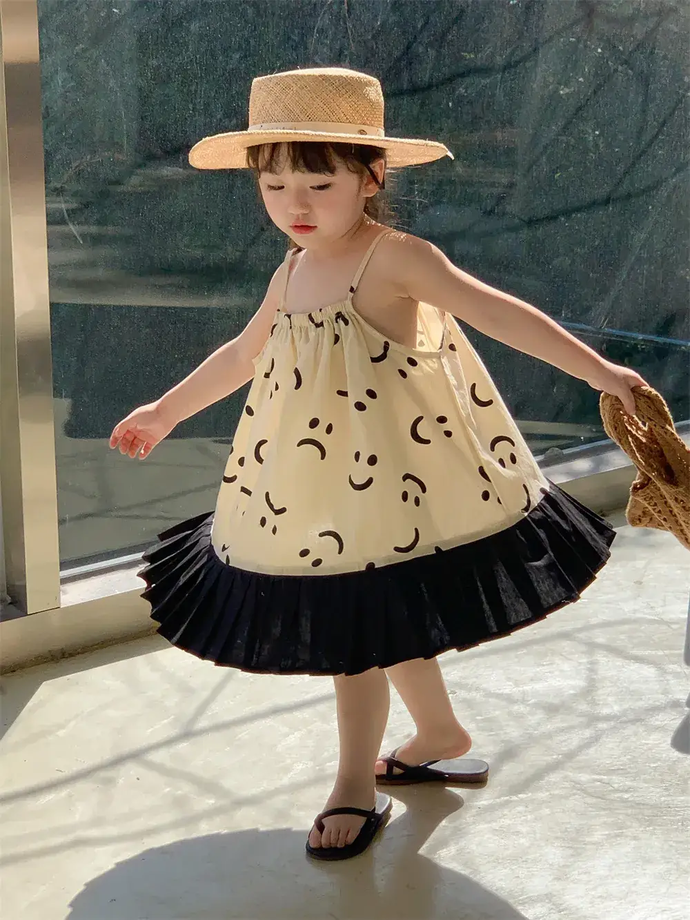 Girls Summer Korean Style Smiley Top Dress — feature 4
