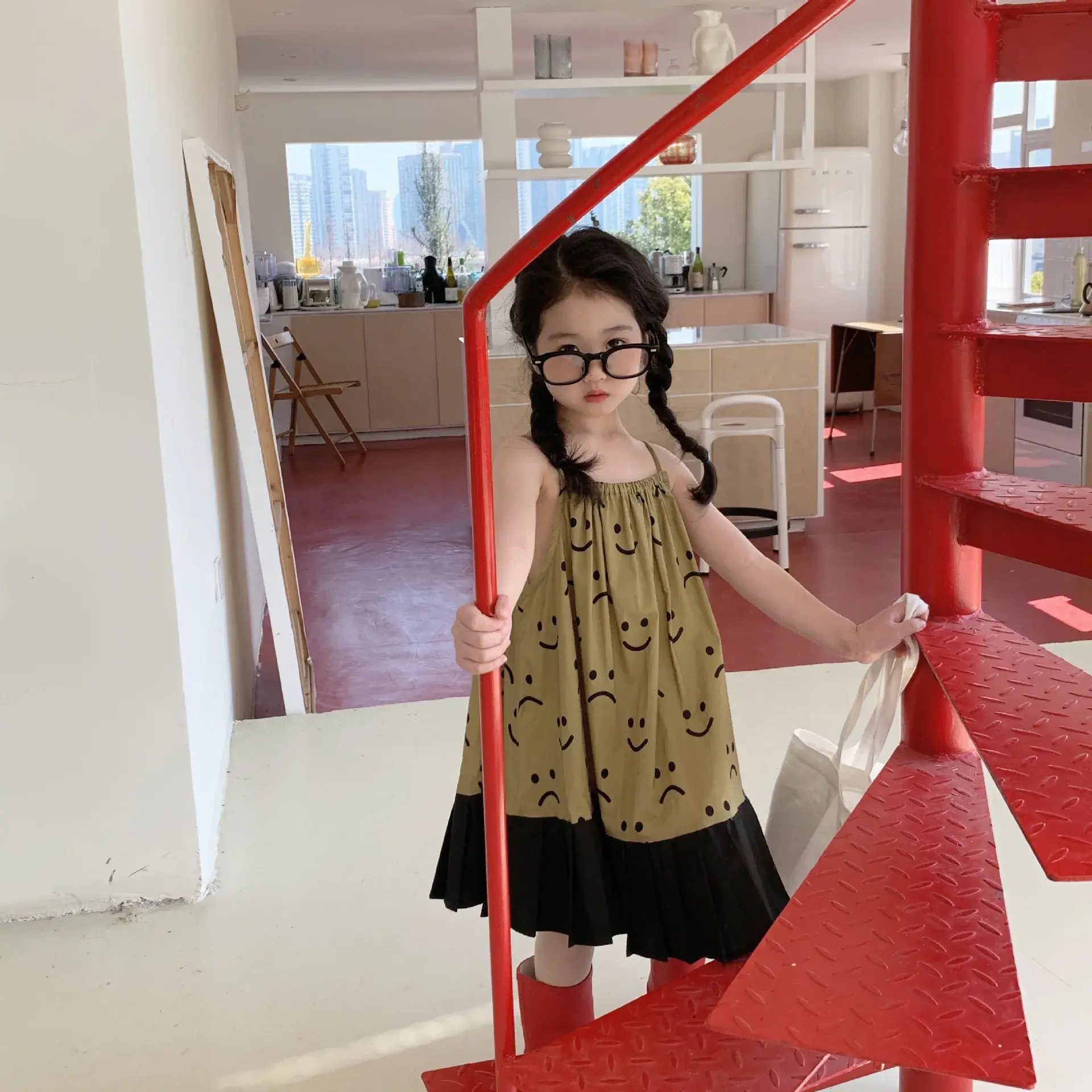 Girls Summer Korean Style Smiley Top Dress — feature 8